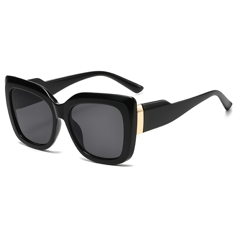 Fashion Black Frame All Gray C1 Ac Large Frame Thick Leg Sunglasses