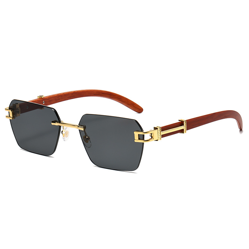Fashion Gold Frame Black Gray C1 Pc Rimless Square Sunglasses