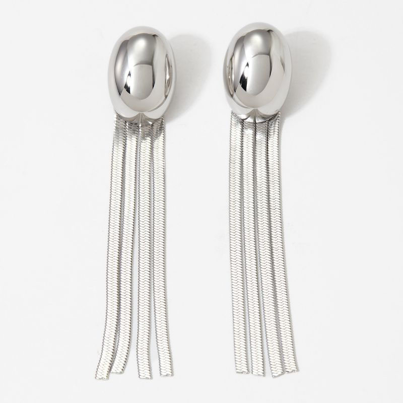 Fashion Silver Stainless Steel Hollow Tassel Earrings