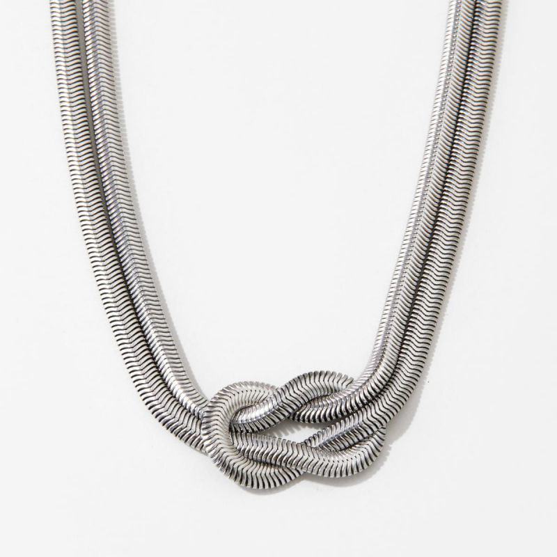 Fashion Silver Necklace Stainless Steel Snake Chain Knotted Necklace