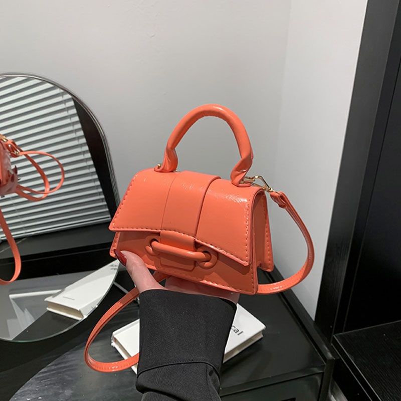 Fashion Orange Color Pu Flap Crossbody Bag