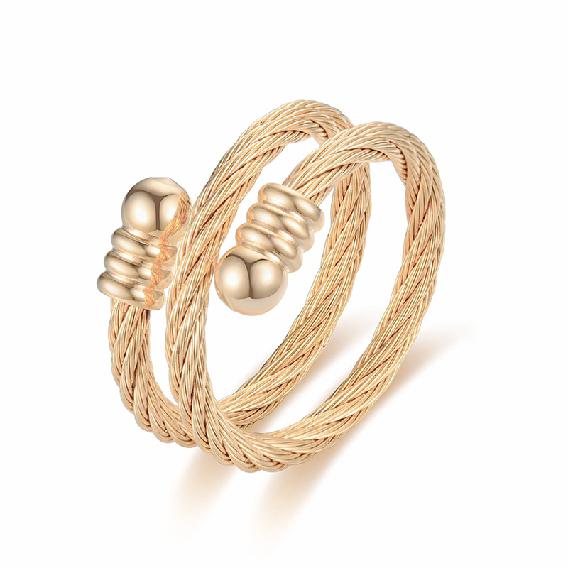 Fashion Rose Gold Titanium Steel Threaded Open Ring