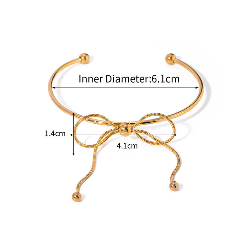 Fashion Gold Stainless Steel Bow Open Bracelet
