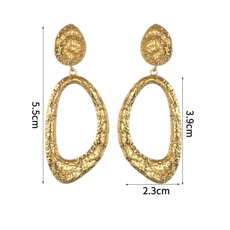 Fashion Gold Stainless Steel Irregular Hoop Earrings