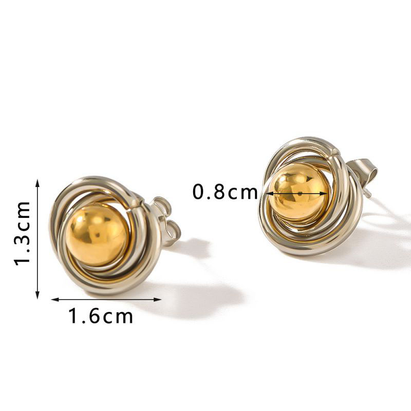 Fashion Silver Stainless Steel Hoop Ball Earrings