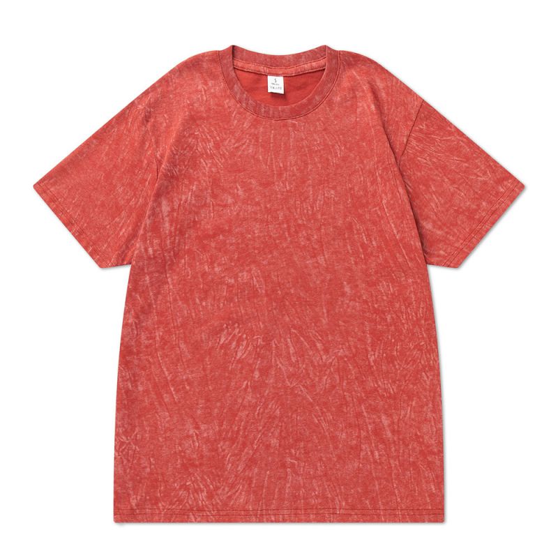 Fashion Red Cotton Printed Crew Neck Short Sleeves
