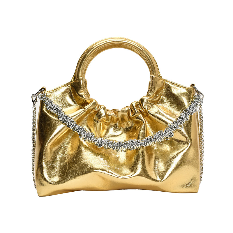 Fashion Gold Portable Laser Large Capacity Crossbody Bag