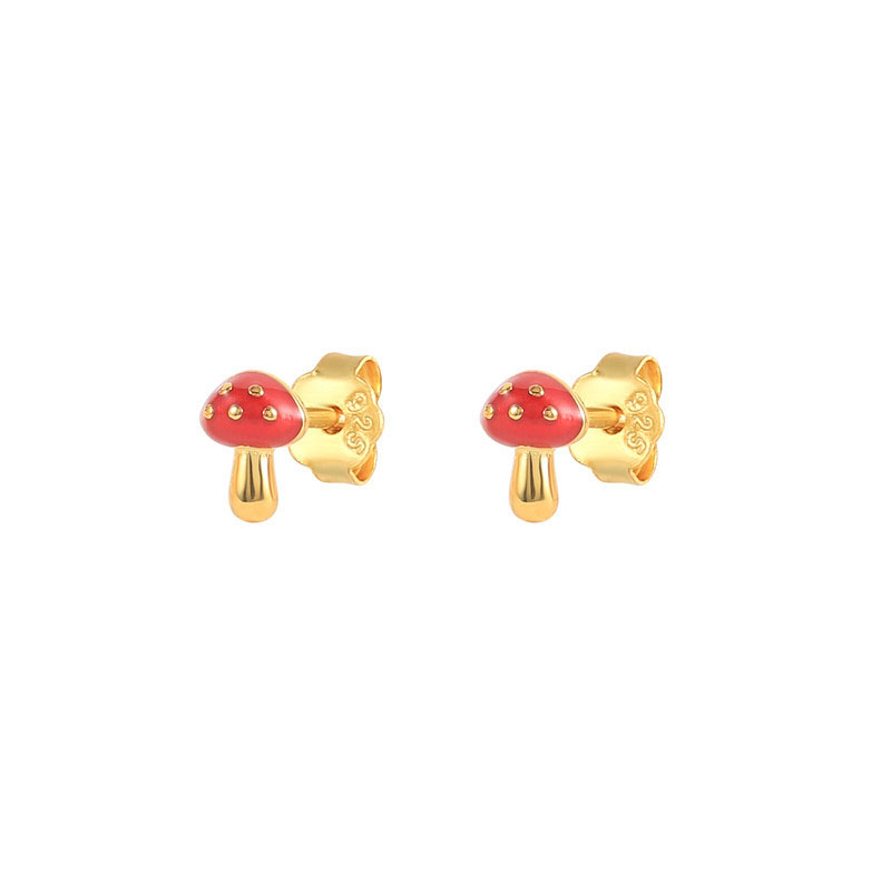 Fashion Golden-mushroom Silver Fruit Earrings