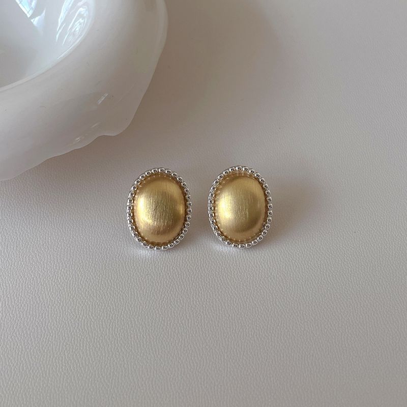 Fashion Gold Brushed Earrings Metal Oval Brushed Earrings