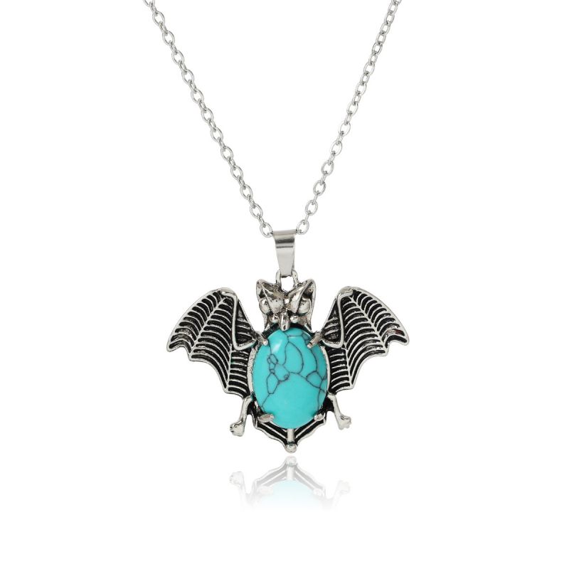 Fashion Bat Turquoise Pendant Necklace 1 Piece Bat Droplet Loose Chain Necklace