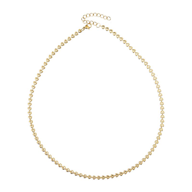 Fashion Gold Stainless Steel Love Chain Necklace