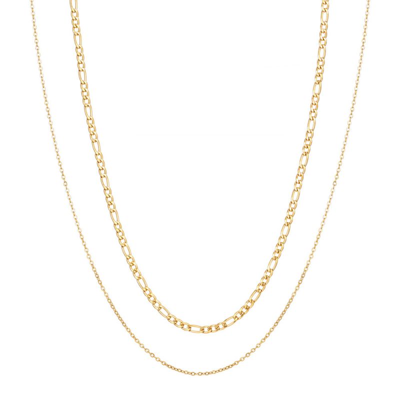 Fashion Gold Necklace Stainless Steel Double Chain Necklace