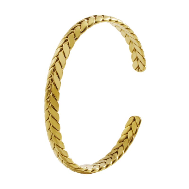 Fashion Gold Stainless Steel Wheat Open Bracelet