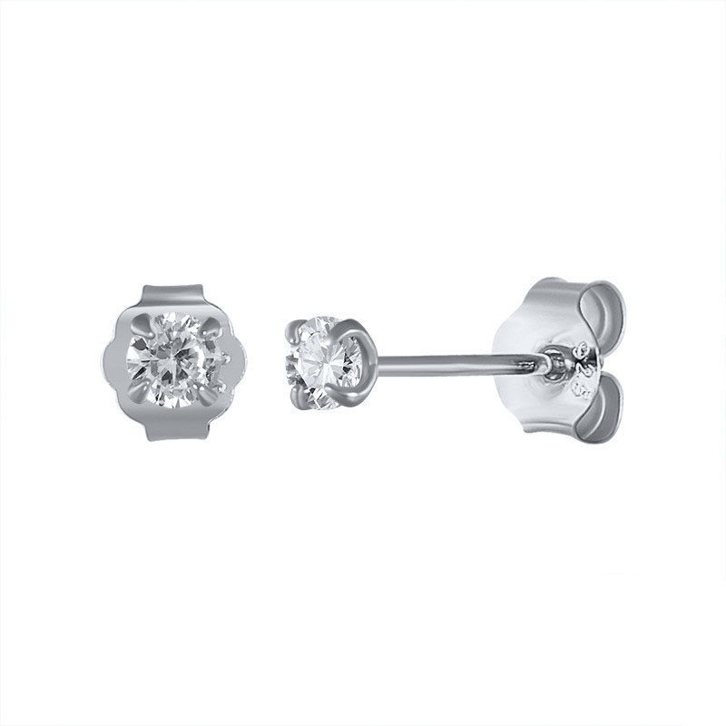 Fashion Platinum Silver Diamond Geometric Stud Earrings