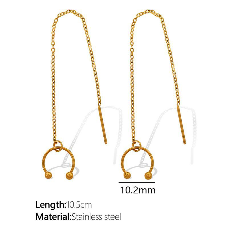 Fashion Gold Titanium Steel Chain Ear Bone Clip Earrings