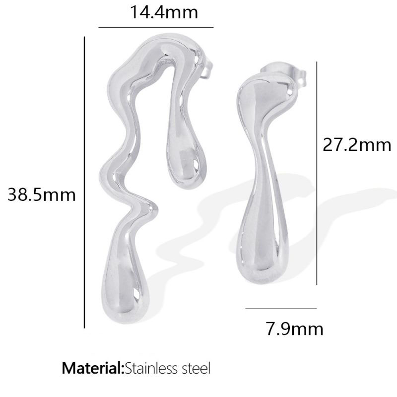 Fashion Silver Titanium Steel Geometric Irregular Earrings