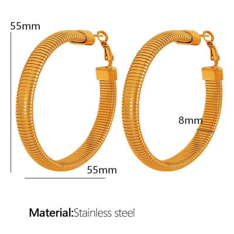 Fashion 8mm Wide Eh357 Gold Stainless Steel C-shaped Earrings