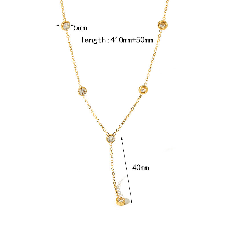 Fashion Necklace—2 Titanium Steel Diamond Geometric Necklace