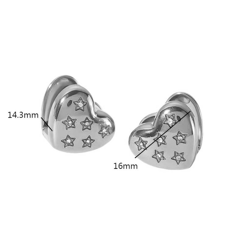 Fashion 10# Titanium Steel Diamond Love Earrings