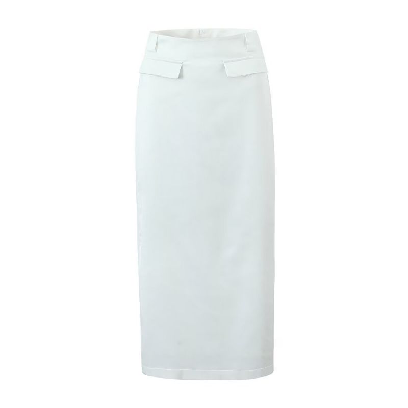 Fashion White Slit Straight Skirt