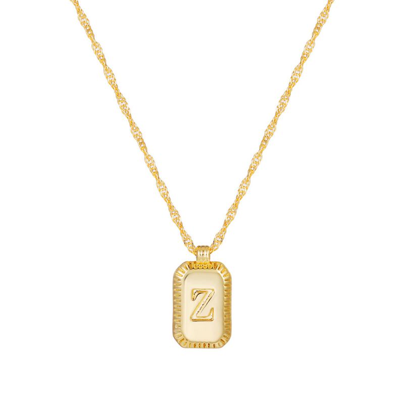 Fashion Z Gold-plated Copper 26-letter Square Necklace