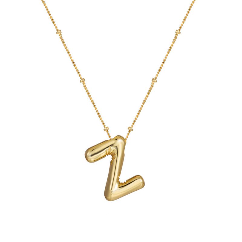 Fashion Z Gold Plated Copper 26 Letter Necklace