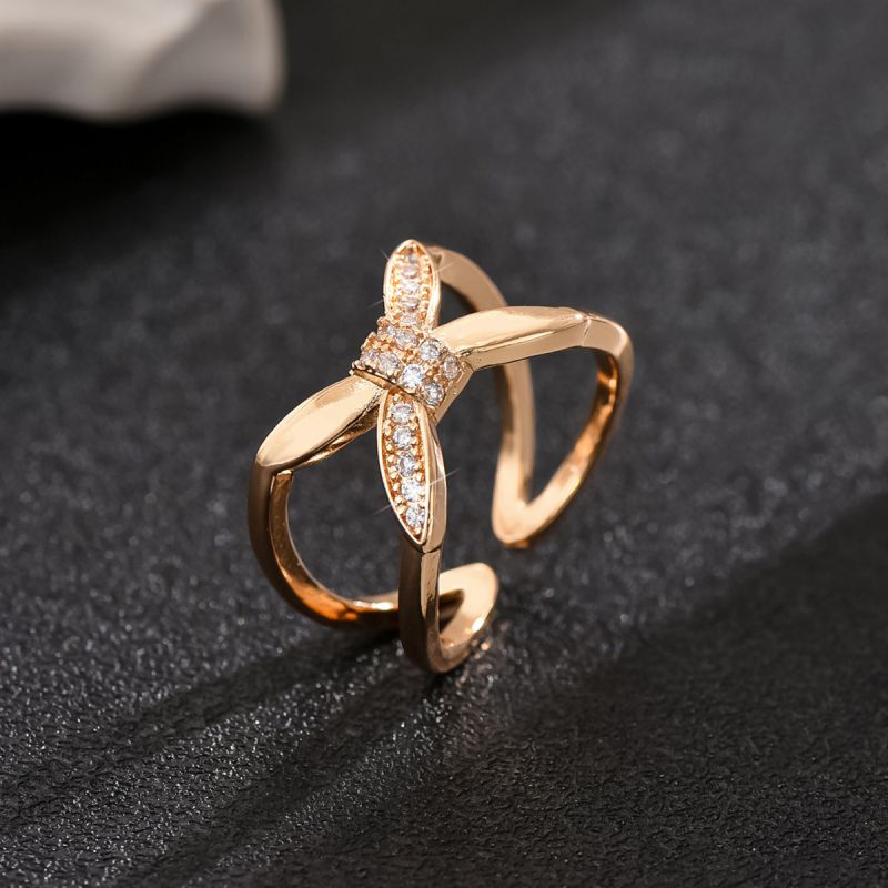 Fashion Gold Geometric Cross Open Ring