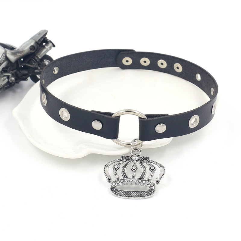Fashion Crown Pu Leather Crown Collar