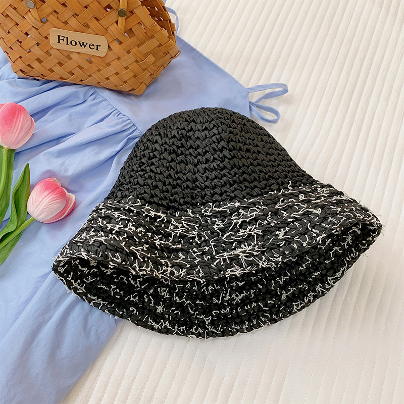 Fashion Black Hollow Woven Large Brim Fisherman Hat