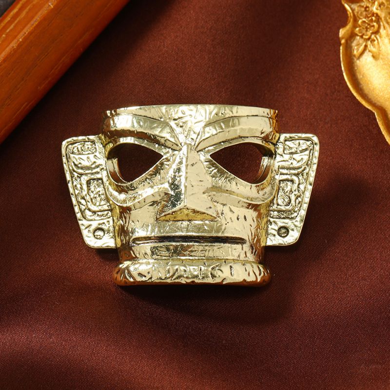Fashion Sanxingdui Bronze Mask Brooch Antique Bronze Mask Brooch