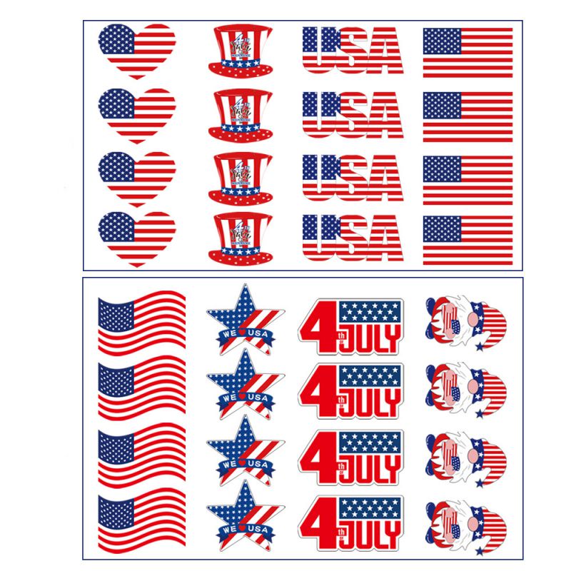 Fashion Independence Day Tattoo Stickers Pet Geometric Flag Decal