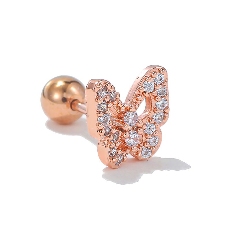 Fashion 3# Copper Diamond-encrusted Geometric Piercing Nails (single)