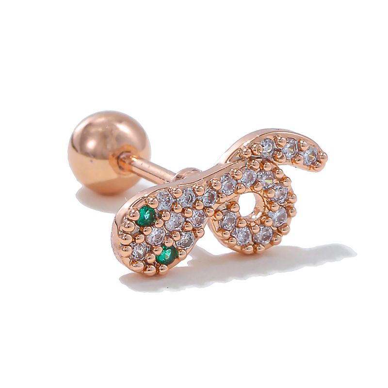Fashion Twenty Four# Copper Diamond-encrusted Geometric Piercing Nails (single)