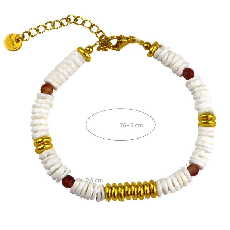 Fashion Gold White Mother-of-pearl Beaded Bracelet