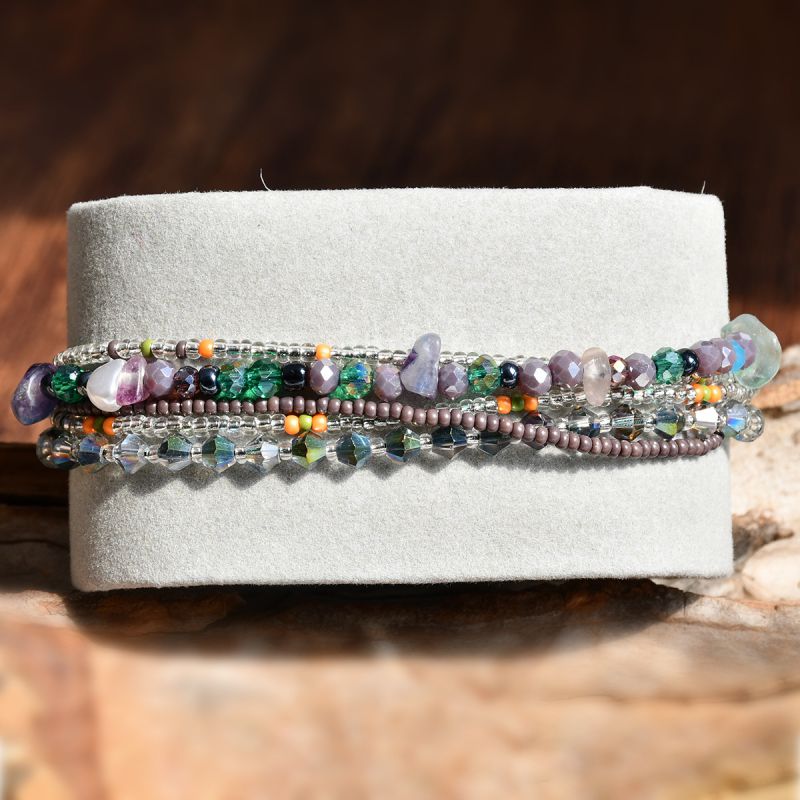 Fashion 4# Multi-layered Stone Crystal Beaded Bracelet