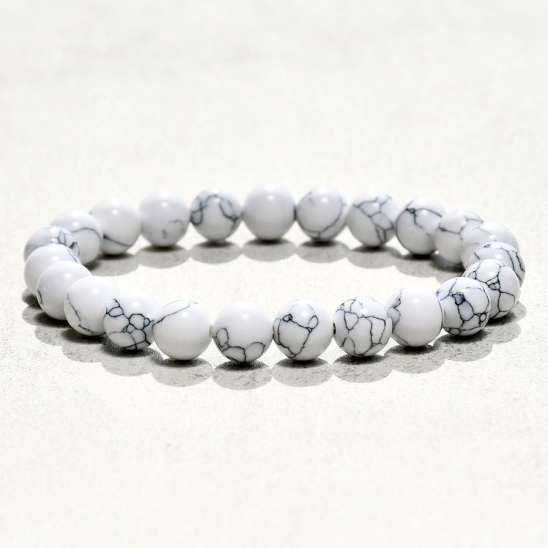 Fashion White Turquoise Geometric Natural Stone Beaded Bracelet