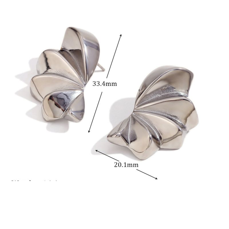 Fashion Cast Three-dimensional Petal Earrings-steel Color Stainless Steel Geometric Three-dimensional Petal Earrings