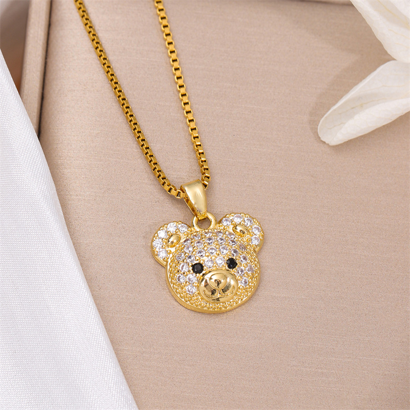 Fashion Gold Stainless Steel Diamond Geometric Necklace