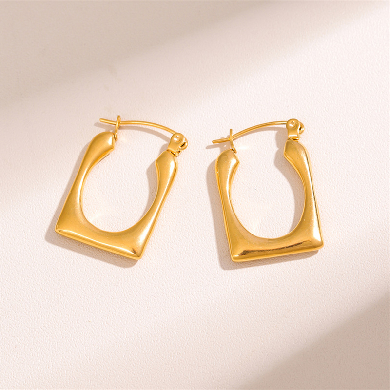 Fashion Square Oval Earrings Stainless Steel Square Oval Earrings