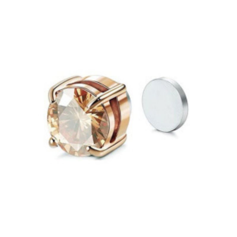 Fashion 08 6mm Rose Gold 12213 Copper Inlaid Zirconium Geometric Magnet Men's Earrings