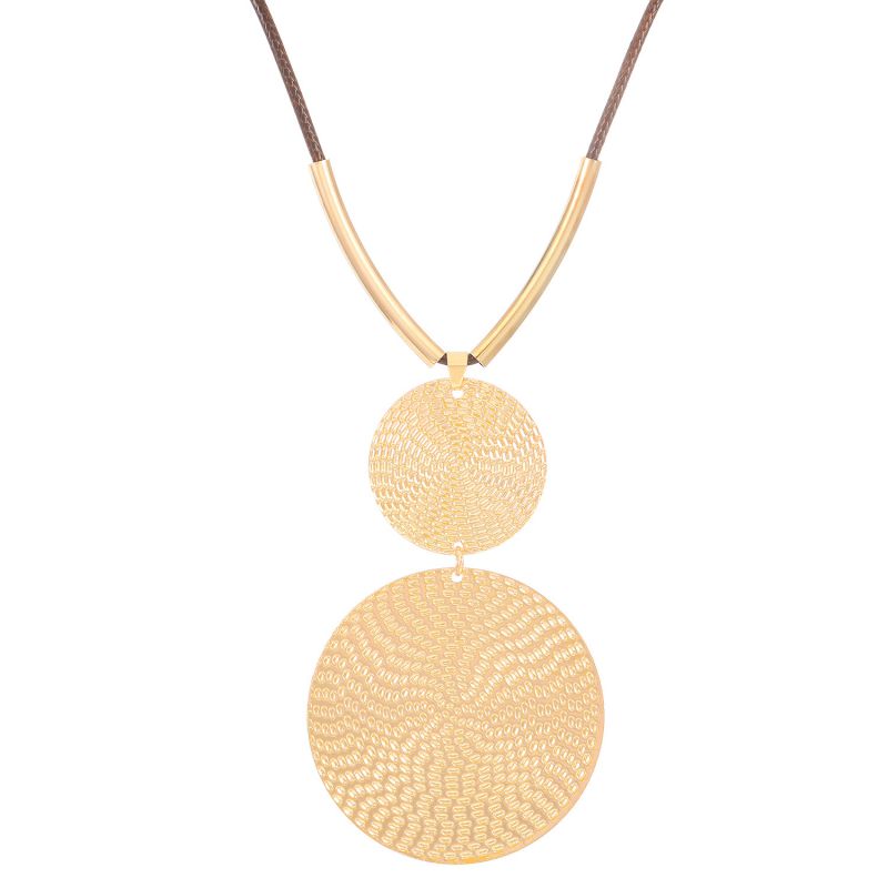 Fashion Gold Metal Geometric Disc Necklace
