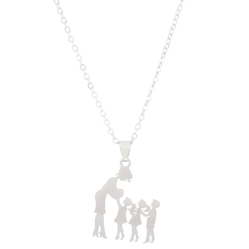 Fashion Steel Color 2 Titanium Steel Family Of Four Necklace