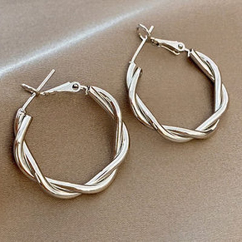 Fashion Silver 2 Alloy Geometric Round Earrings