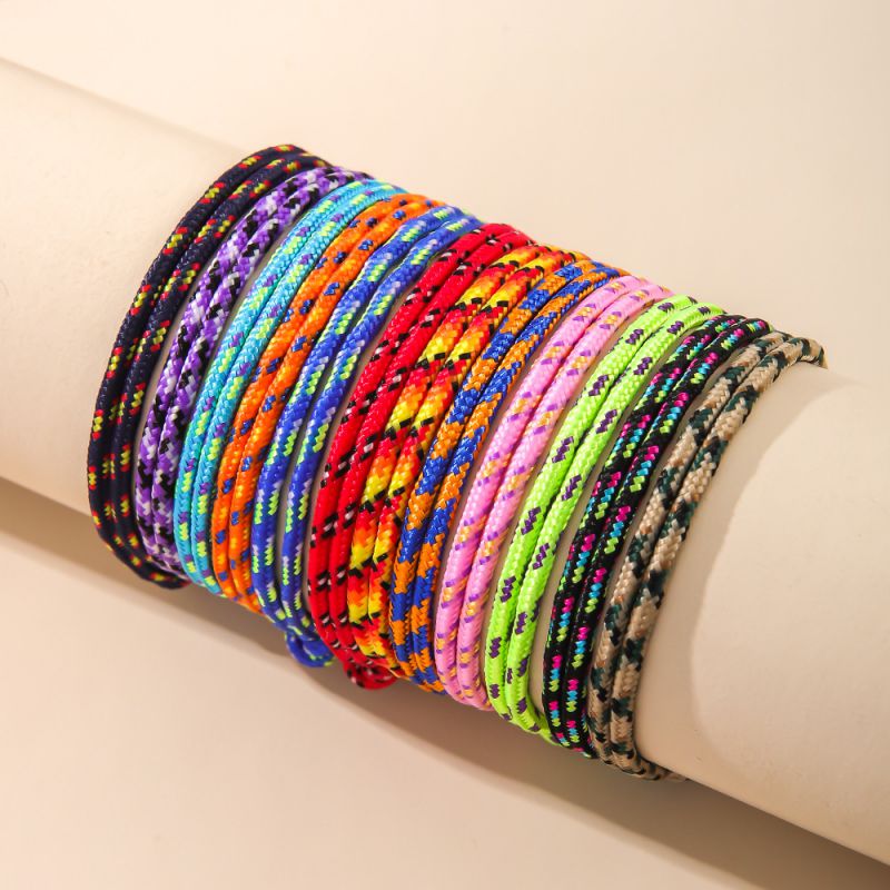 Fashion Color Wax Braided Bracelet Set