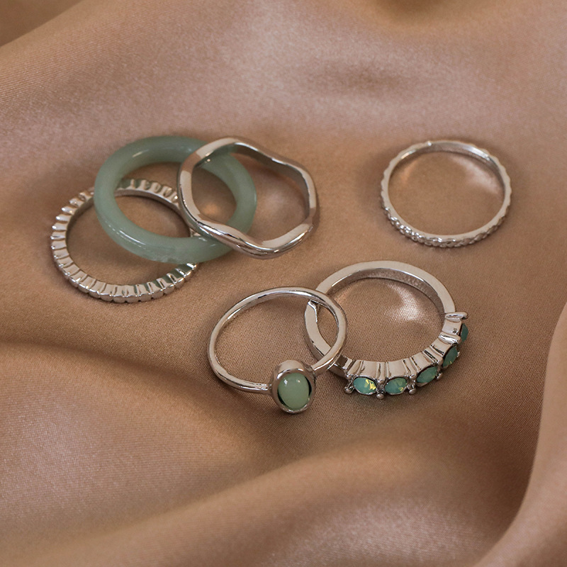 Fashion 13# Copper And Diamond Geometric Ring Set