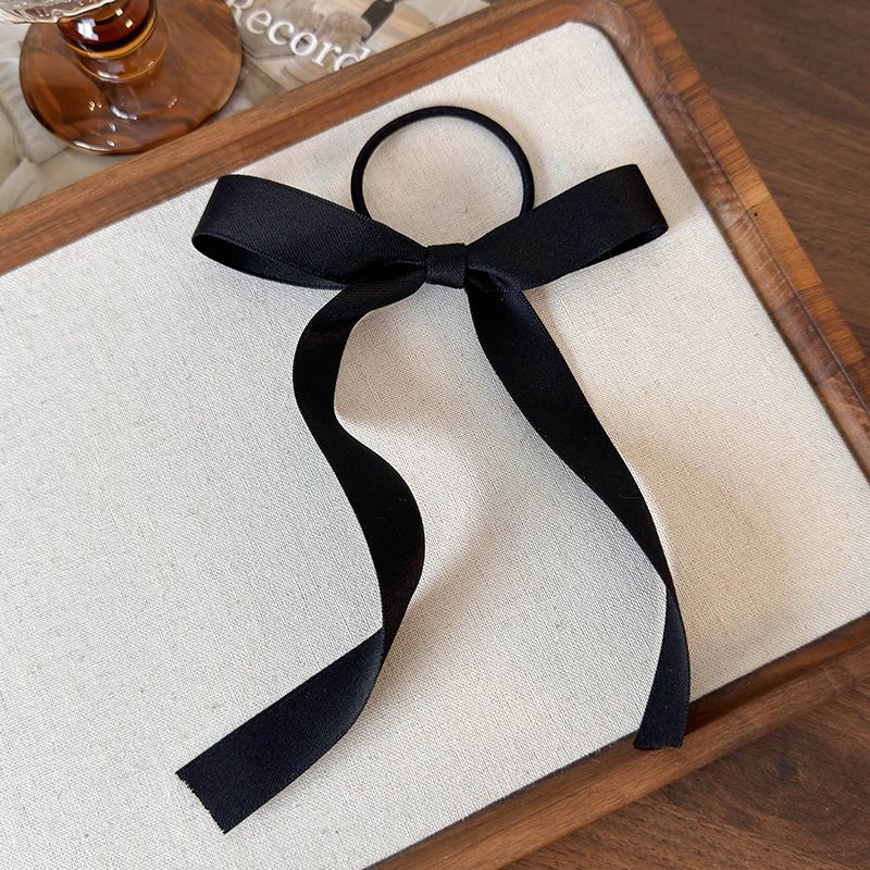 Fashion F Large Black Bow Satin Bow Ribbon Hair Rope
