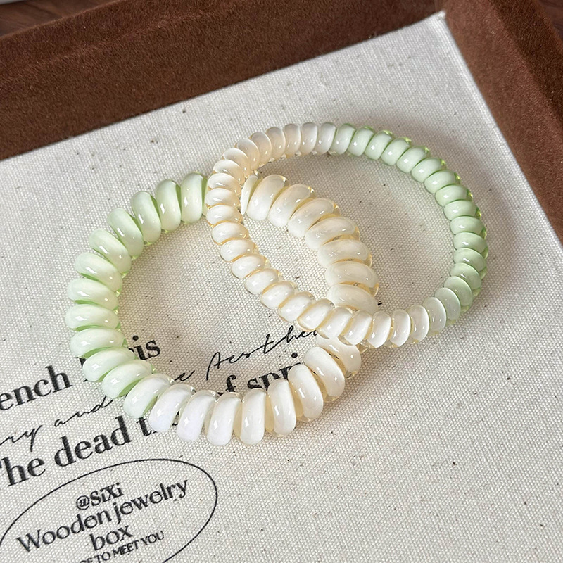 Fashion D Green And White Two-piece Set Color Gradient Phone Cord Hair Tie