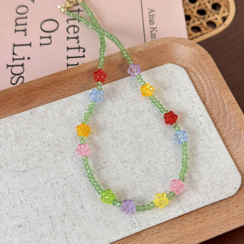 Fashion Color Colorful Flower Beaded Necklace
