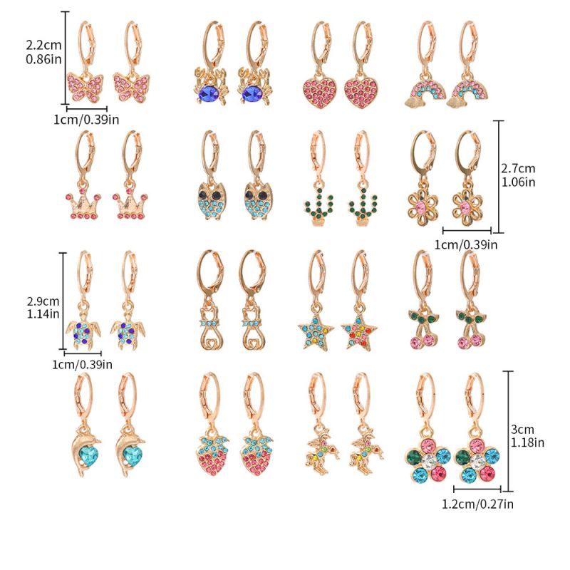 Fashion Gold Alloy Diamond Geometric Earring Set