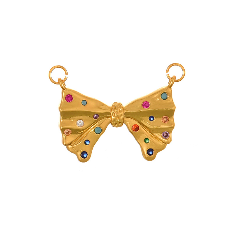 Fashion Golden 1 Copper Inlaid Zircon Bow Accessories